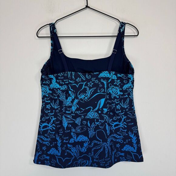 Lands End Oceanic Print Square Neck Tankini Top 12 - Picture 3 of 5